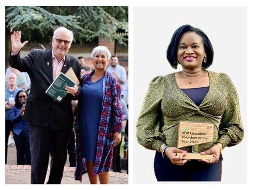 Philip Isgar (pictured left with former APM Board Trustee Sheilina Somani) and Precious Nwagboso (pictured right)
