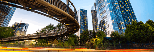 Mancunian Footbridge over the Mancunian Way near Hulme, Manchester.